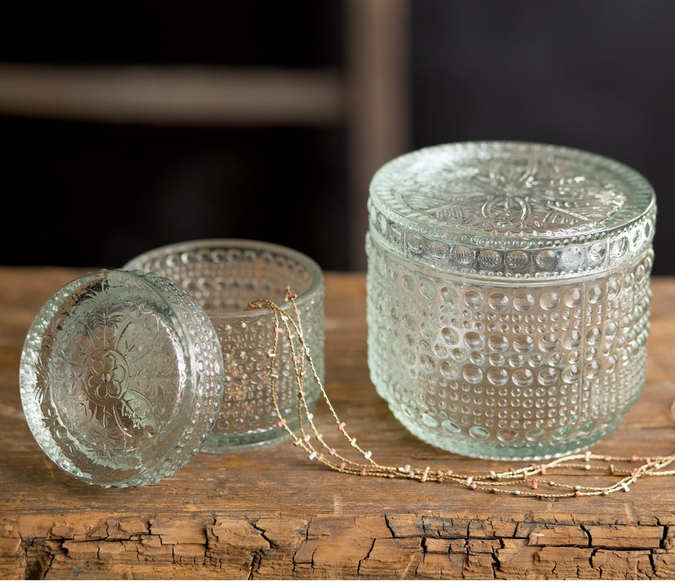 Set of Two Decorative Glass Jars